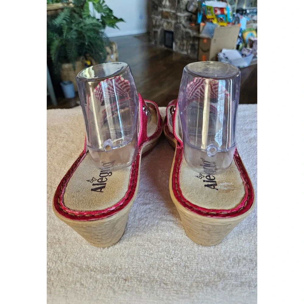 Alegria Lana Pink Leather Woven Wedge Slide Sandals Womens 42 LAN-105